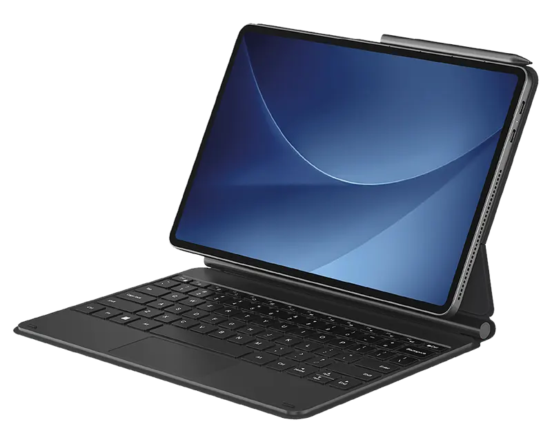 Akongo tablet front perspective with keyboard